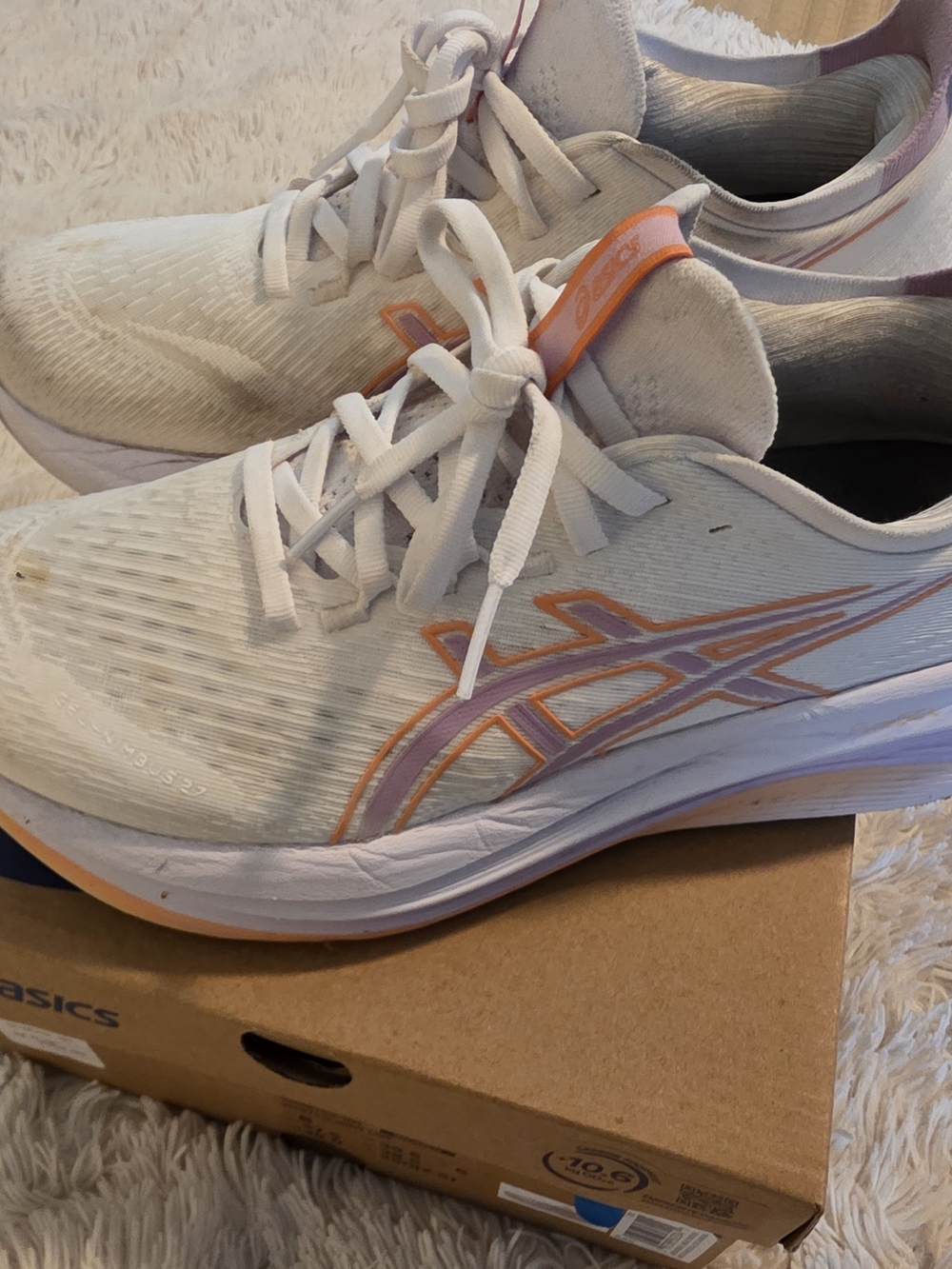 ASICS Gel-Nimbus 27 White/Light Ube Running Shoes Size 8 Women